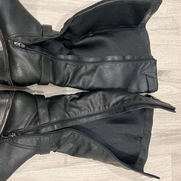 JustFab Tall Black Riding Boots Zip Up size 7 in Black - Picture 5 of 10